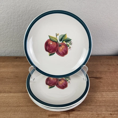 China Pearl Casuals Apple Salad Plates, 7.5 inch, 1990s Dinnerware, Set of 4