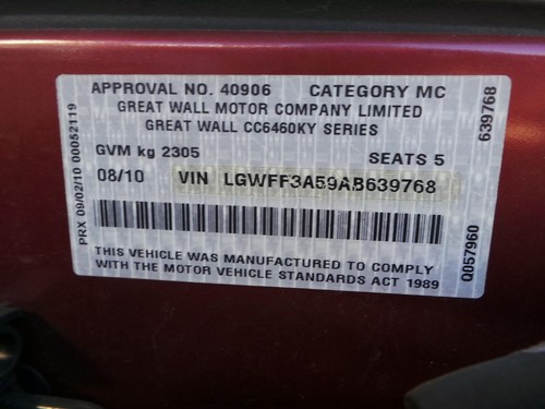 GREAT WALL X200/X240 CC6460KY SERIES 10/2009-03/2011 SEAT BELT LEFT FRONT ONLY - Picture 8 of 12