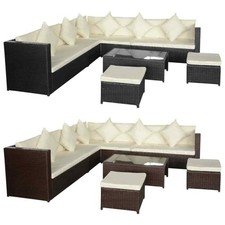 Garden Lounge Set with Cushions 8 Piece Rattan Sofa Table Brown/Black vidaXL
