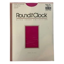 Round The Clock Ultra Sheer Control Top Pantyhose Size C Large Picasso Pink