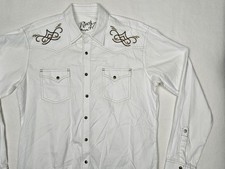 Wrangler Rock 47 Shirt Mens Large Embroidered Pearl Snap Western Cowboy