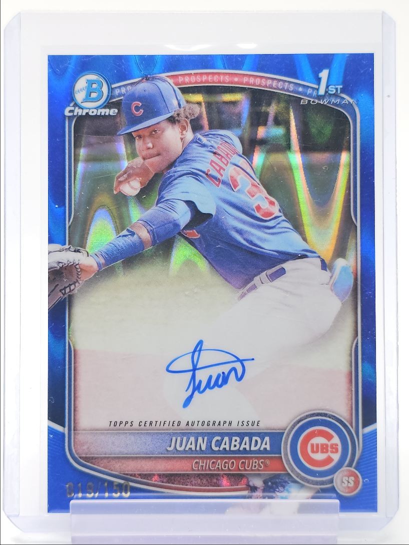 JUAN CABADA 2025 BOWMAN CHROME 1ST AUTOGRAPH BLUE RAYWAVE AUTO /150 Q4060