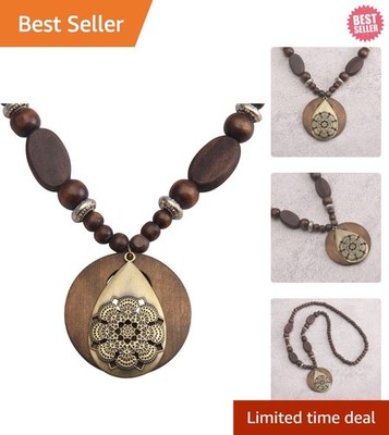 Versatile Boho Pendant Necklace - Elegant 6.5cm Wooden Charm for Every Occasion