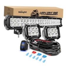 20 Inch126W Led Light Bar 20 Inch 126W with 2Pcs 18W LED Pods  Wiring Harness