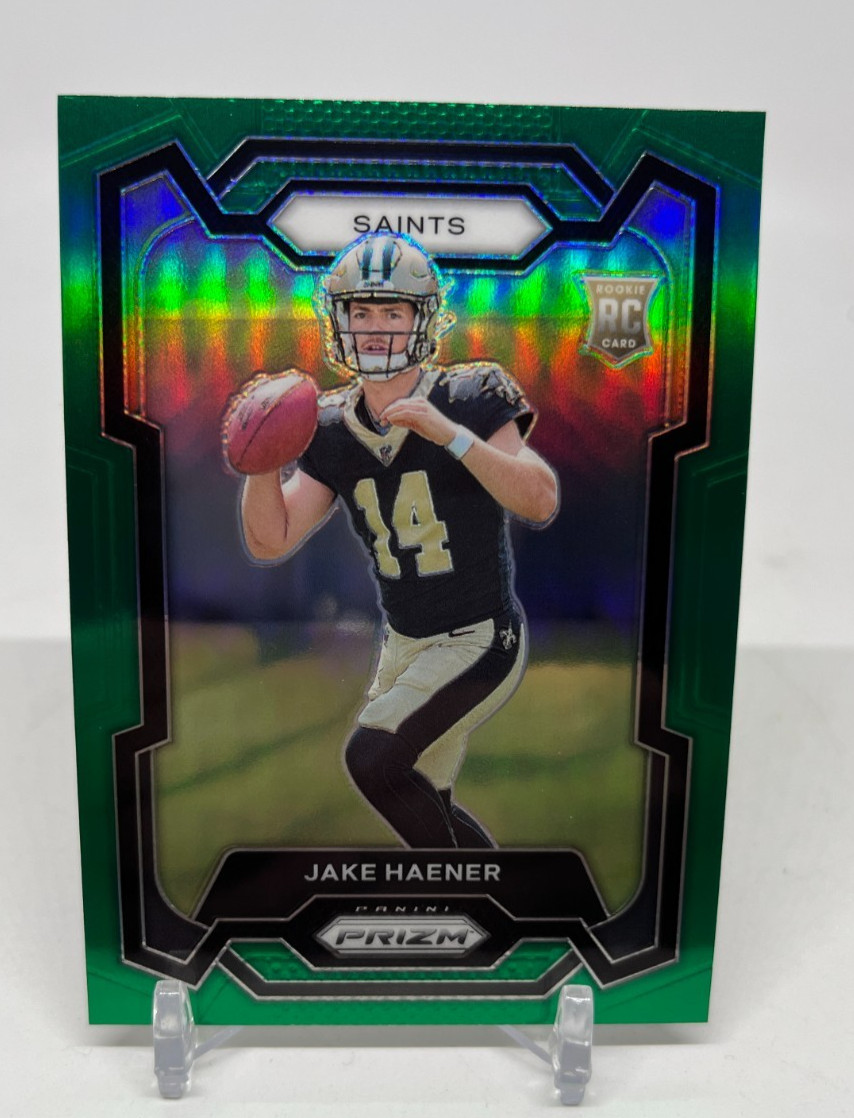 2023 Panini Prizm Jake Haener #374 Green Prizm (RC)