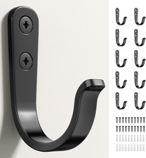 10Pcs Wall Hooks for Bathroom, Kitchen, Closet, and Garage - Black Metal Hooks f