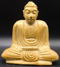 Hand Carved Wooden Buddha Statue Seated Meditation Figure Ornament 12cm