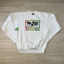 Vintage 90s Marco Island Florida USA Crewneck Sweater XL White Palm Tree Tropic
