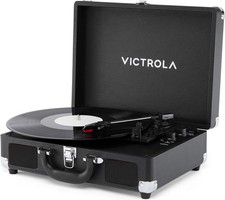 Journey II - Bluetooth Suitcase Record Player - Black Built-in stereo speak...