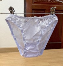 Vintage Slippery Light Nylon Panty Silky Sheer Floral Lace Hi Cut Bikini Sz.5