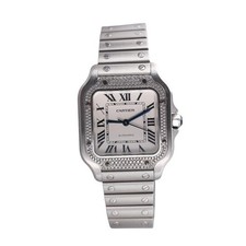 Santos de Cartier Medium Model Diamond Automatic Steel Watch W4SA0005