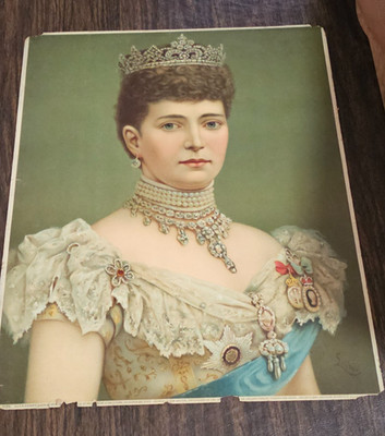 Antique Queen Alexandra Great Britain Royal Portrait Print Edwardian 20''X 15''