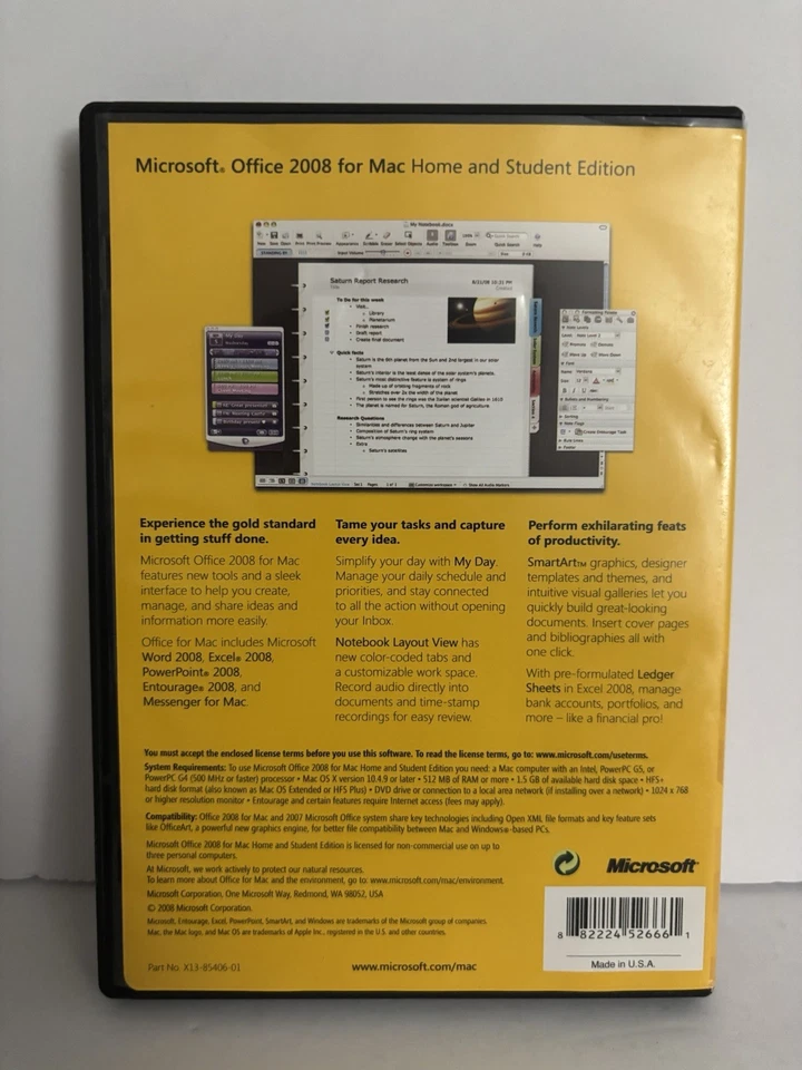 Microsoft Office Mac 2008 Home & Student Service Desk 3 Codes - Near Mint Disc - Image 4 of 4