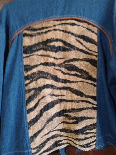 ELCC DENIM GOBELIN ANIMAL PRINT BLAU JEANSJACKE Gr. Medium Stretch Unikat - Bild 13 von 22