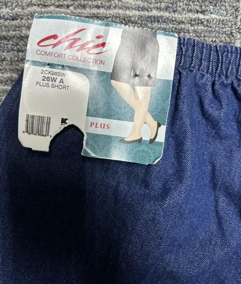 Pantalones cortos de jean vintage elegantes para mujer talla grande 26 tiro alto cintura elástica Y2K Foto 2 de 4