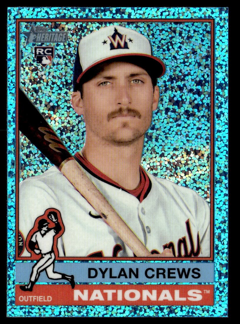 2025 Topps Heritage #247 Dylan Crews Chrome Light Blue Sparkle Refractor