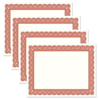Elite Red & White Parchment Certificate Papers - Pack of 100, Set