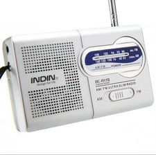 📻 Radio Portatile INDIN BC-R119 AM/FM con jack Cuffie Ultra Slim Design Vintage