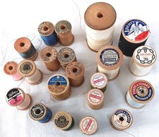 Lot 21 Vtg Wooden Thread Spools John C Meyer Corticelli Coats Clark Talon