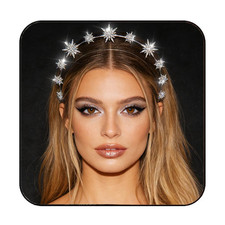 Star Halo Headband Silver Rhinestone Goddess Headpiece Metal Mary Celestial Head