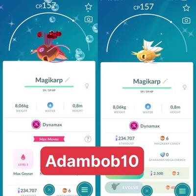 Pokémon Go  Shiny Dynamax Magikarp - Mini PTC /  Trade 20K Stardust
