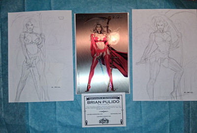 2017 Lady Death #1 Metallic Dark Queen 18/23 metal jeweled cvr+2 Ortiz orig art