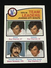 1976-77 O Pee Chee Team Leaders 384 Kansas City Scouts Guy Charron/Steve Durbano