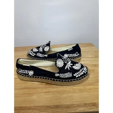 Soludos Espadrille Inbiza Embroidered Smoking Shoes 6 Floral Boho Casual Blue