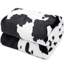 Cow Print Blanket Warm Plush Cute Black Cow Throw Blanket Soft Fleece Flannel...