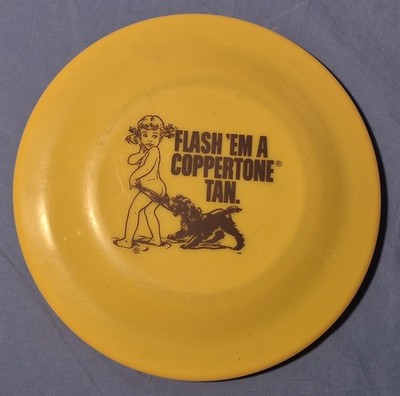 Flash em a Coppertone Tan Flying Disc Frisbee