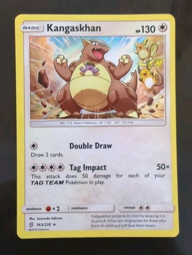 💫 Pokemon TCG Kangaskhan 163 SM Unified Minds Holo Rare NM Foil Raichu