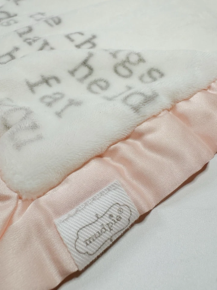 Manta de seguridad Mud Pie Bunny Lovey rosa satinado Sherpa felpa Best By Far Is You Foto 3 de 4