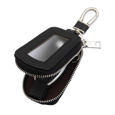 Premium Leather Key Fob Case - Universal Car Key Holder Black