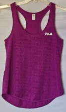 Ladies Sport Fila Racer Back Tank Fila Logo Pattern All Over Magenta Size XS