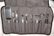 Wolfgang Puck 9 Piece Garnish Bar Set Kitchen Tools With Roll Up Bag EUC