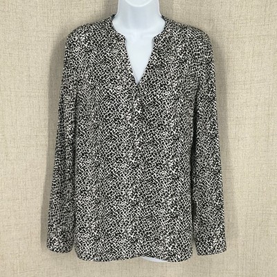 Banana Republic Blouse Women S Black White Animal Print Heritage Classic Career
