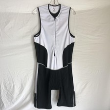 Sparx Tri Suit Mens 3XL Black White Sleeveless Padded Cycling Zip Triathlon