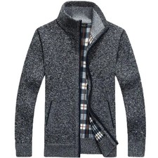 2025 Autumn Winter Men's Sweater Coat Faux Fur Wool Sweater Jackets Men Zipper K