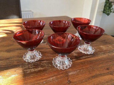 VINTAGE ANCHOR HOCKING ROYAL RUBINROT BOOPIE BRILLE X6 SEHR GUTER ZUSTAND