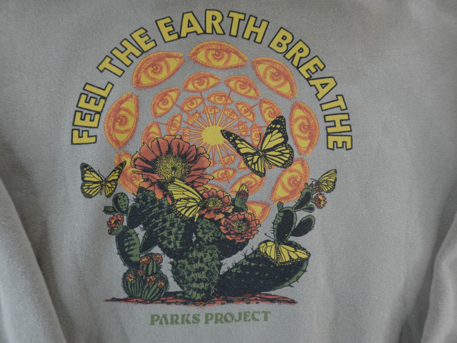 Parks Project Brown 1/4 Zip Pullover Medium Feel The Earth Breathe Sweatshirt