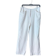 J. Jill Genuine Fit at Waist 100 Linen Wide Leg Pants lined Cream Size 10