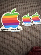 3 Vintage Apple Computer Rainbow Stickers Logo Decal 1980s