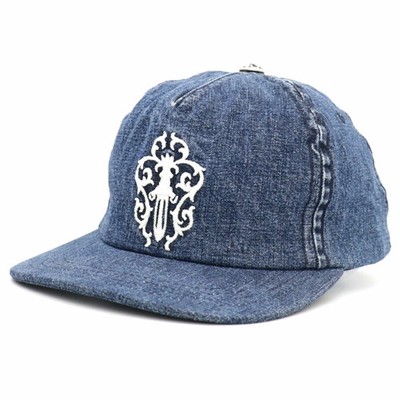 Chrome Hearts Dagger Stickerei Denim Cap Mütze Cross Ball Scroll Label