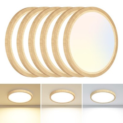 6PACK Flush Mount Ceiling Light Fixtures - 3000K-4000K-6500K & 100W Equivalen...