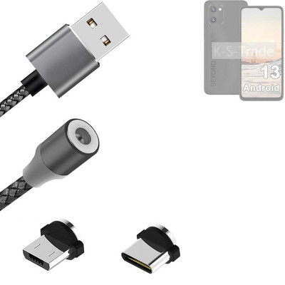Magnet-Lade-Kabel für UMIDIGI C1 Plus mit USB-Typ C und Micro-USB-Anschluss