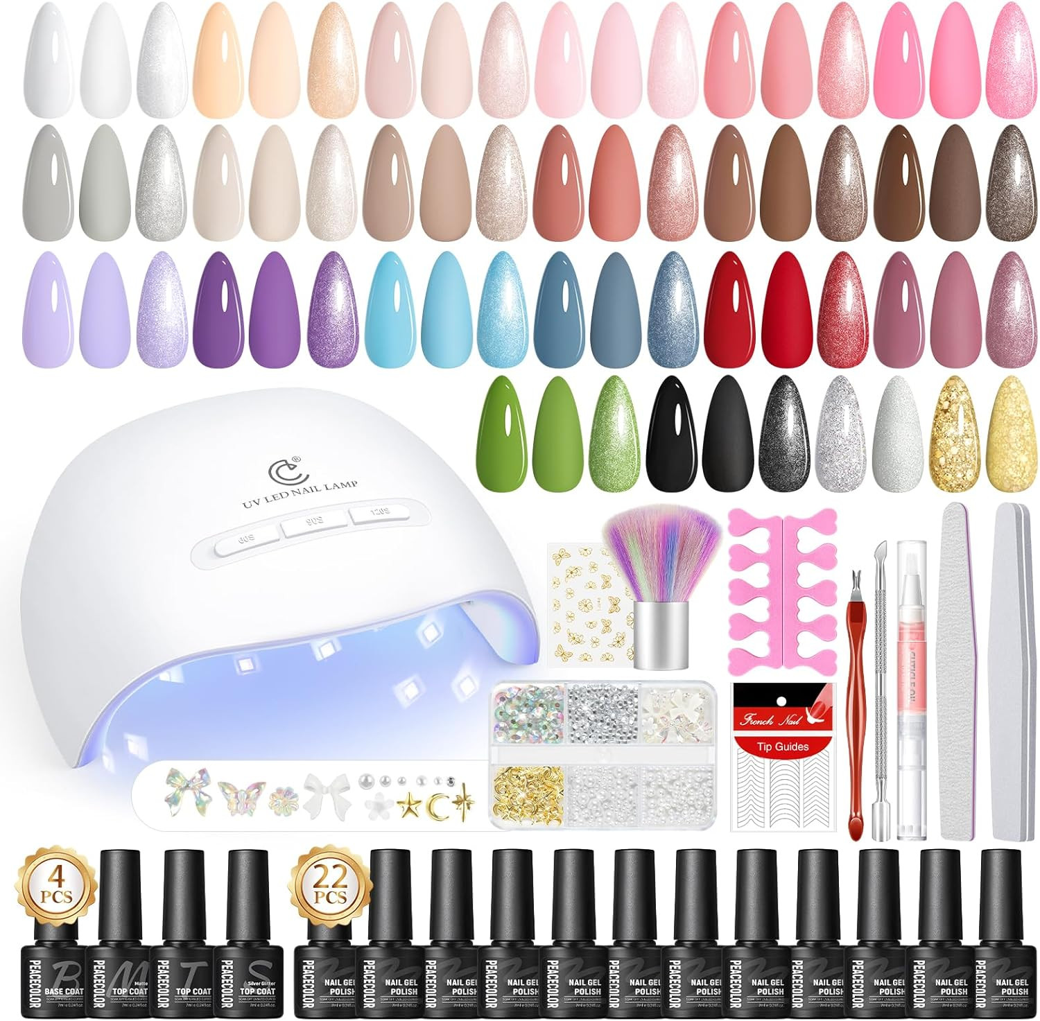 Starter Kit Manicure Semipermanente: 22 Colori Gel e Lampada UV LED 37pz