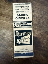 D682 Ye Radio Shoppe Television Repair Service Vintage Matchbook Cover