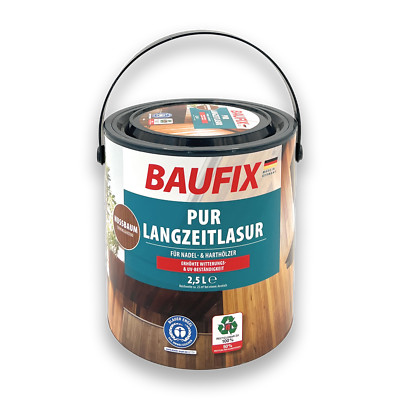 2,5L Baufix PUR Langzeitlasur Nussbaum innen außen UV Holz Schutzlasur (6,8 /1L)
