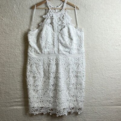 City Chic Womens Lace Halter Neck Dress Ivory Sleeveless XL/22 PLUS SIZE 