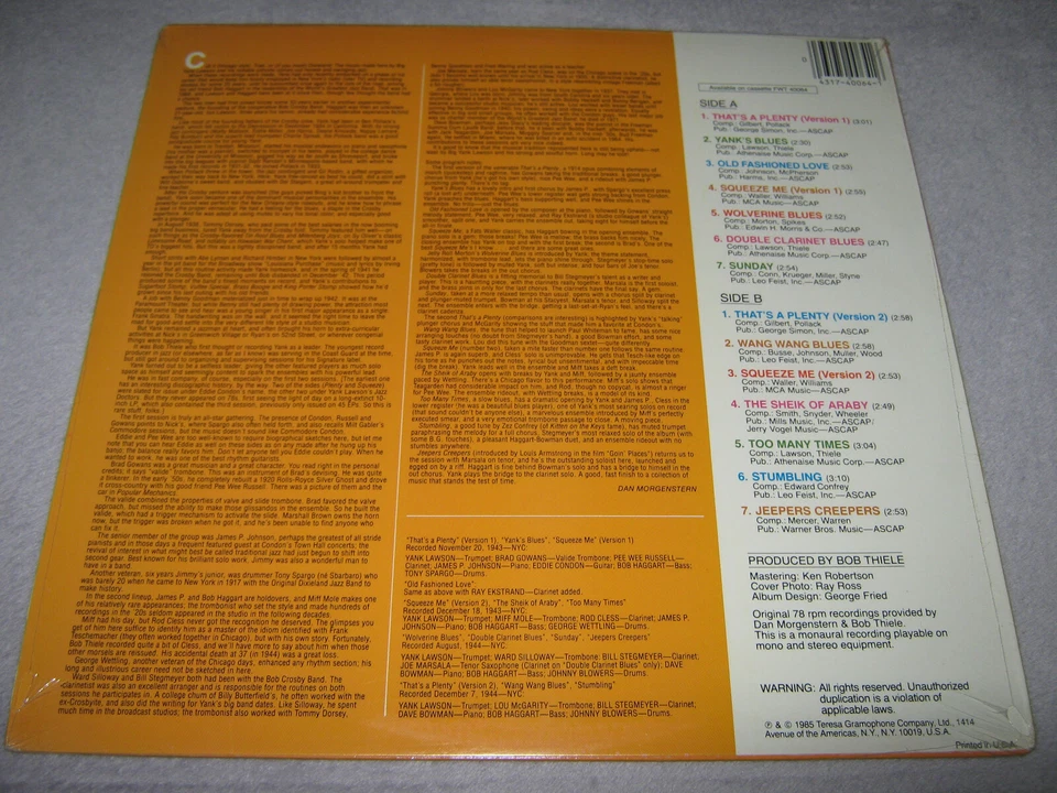 Новая виниловая пластинка YANK LAWSON That's A Plenty КАК НОВАЯ ЗАПЕЧАТАННАЯ Dave Bowman Miff Mole лучшая - Изображение 4 из 4